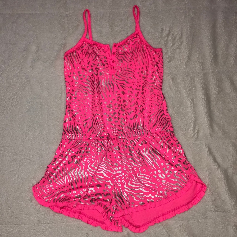 Zebra stipe pink romper by Justice